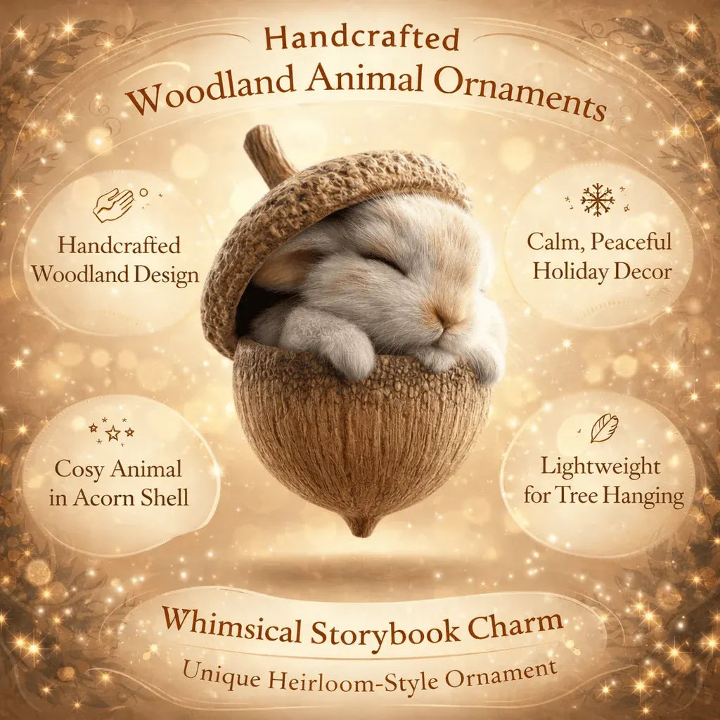 Handcrafted Woodland Acorn Animal Christmas Tree Decorations