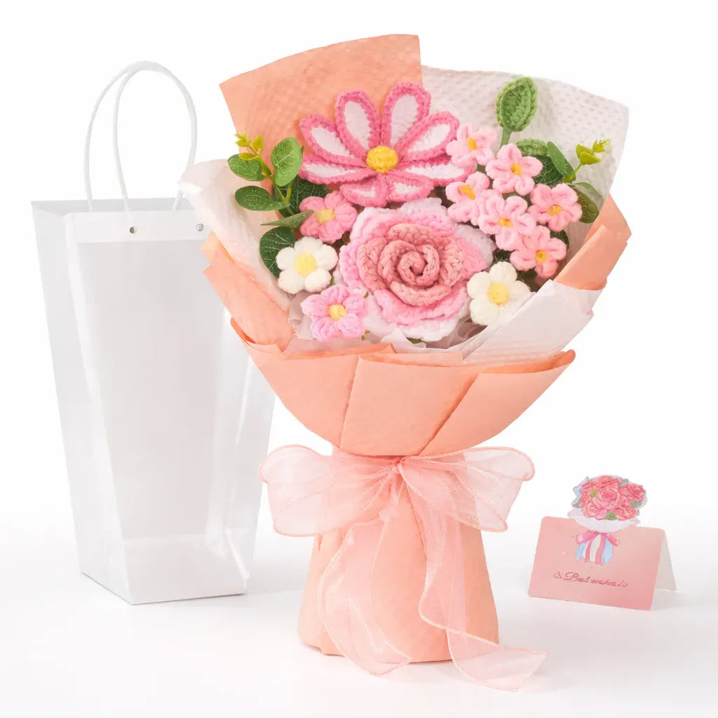 Handmade Crochet Flower Bouquet Arrangement – Mother's Day Home Decor Gift
