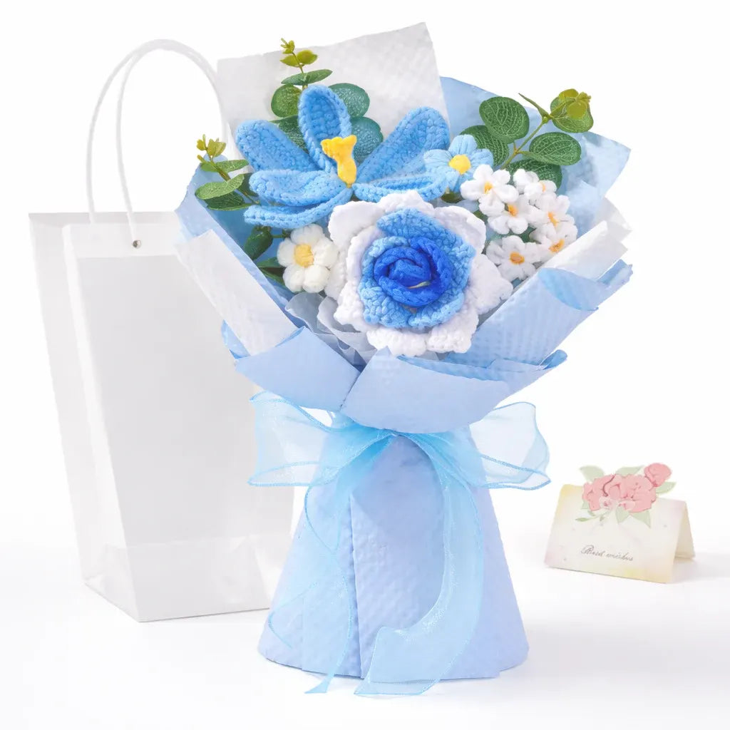 Handmade Crochet Flower Bouquet Arrangement – Mother's Day Home Decor Gift
