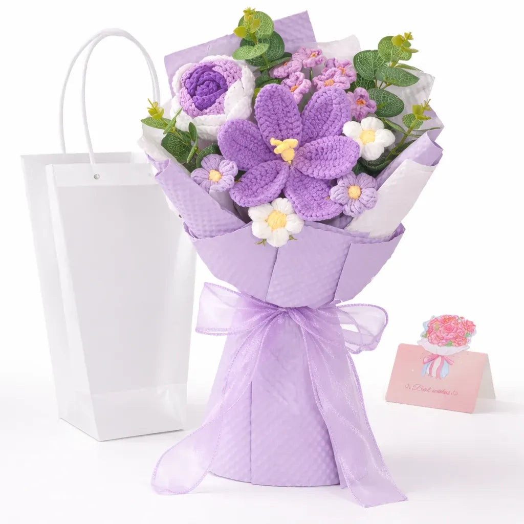 Handmade Crochet Flower Bouquet Arrangement – Mother's Day Home Decor Gift