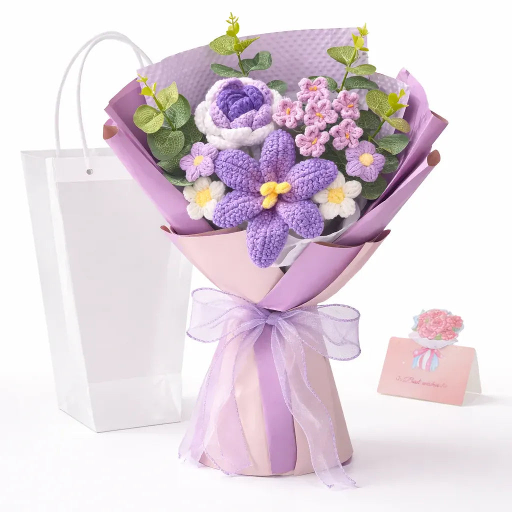 Handmade Crochet Flower Bouquet Arrangement – Mother's Day Home Decor Gift