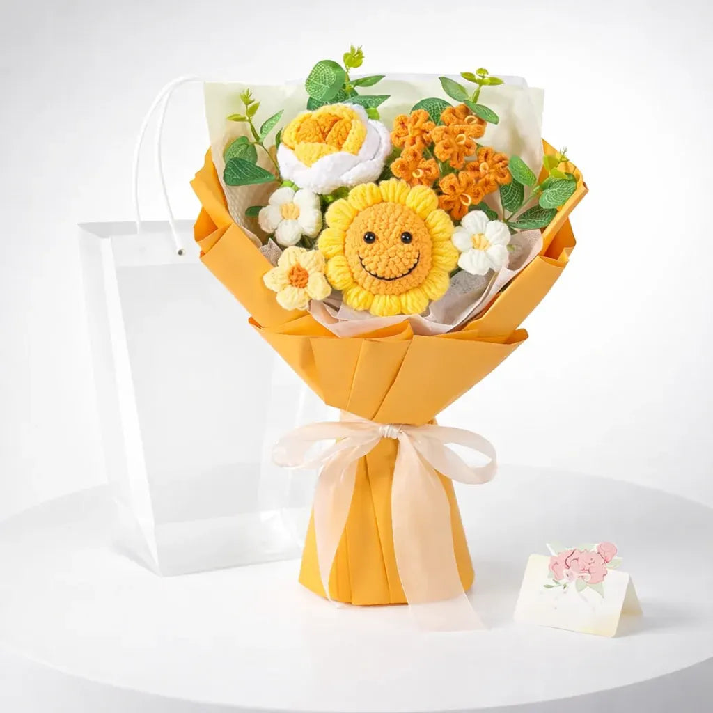 Handmade Crochet Flower Bouquet Arrangement – Mother's Day Home Decor Gift