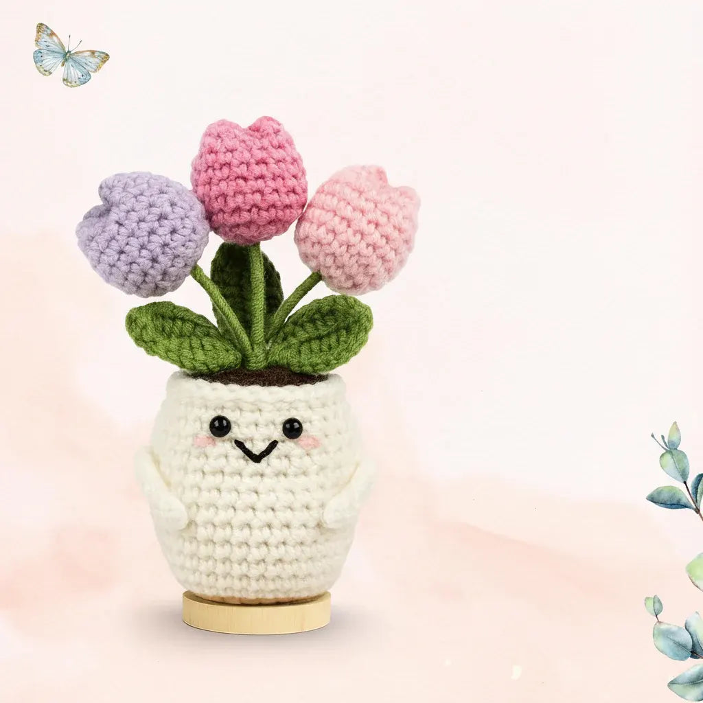 Handmade Crochet Flower Desk Decoration for Mother's Day Gift
