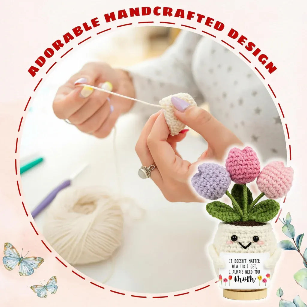 Handmade Crochet Flower Desk Decoration for Mother's Day Gift