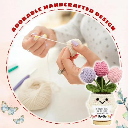 Handmade Crochet Flower Desk Decoration for Mother's Day Gift