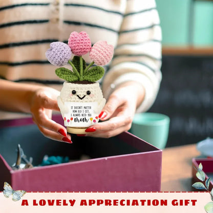 Handmade Crochet Flower Desk Decoration for Mother's Day Gift