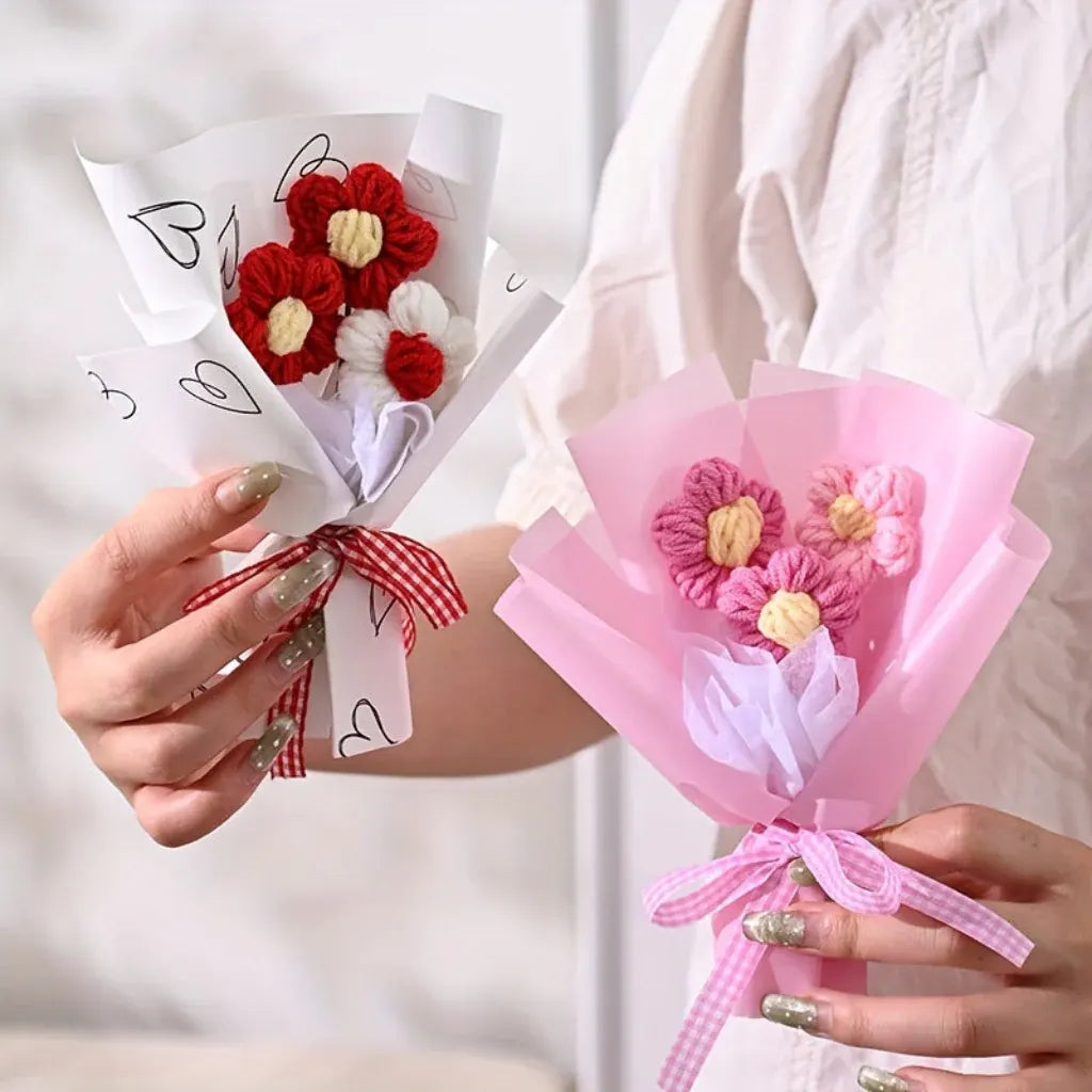 Handmade Mini Wrapped Flower Bouquet Decoration – Mother's Day Gift
