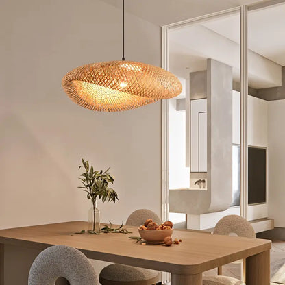 Handwoven Boho Rattan Pendant Lampshade