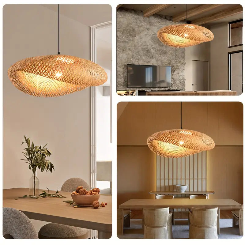 Handwoven Boho Rattan Pendant Lampshade