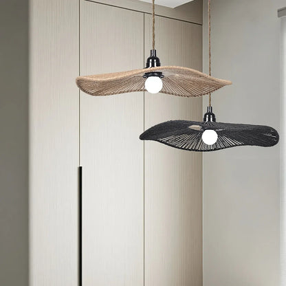 Handwoven Paper Rope Pendant Lampshade | Natural Artisan Design