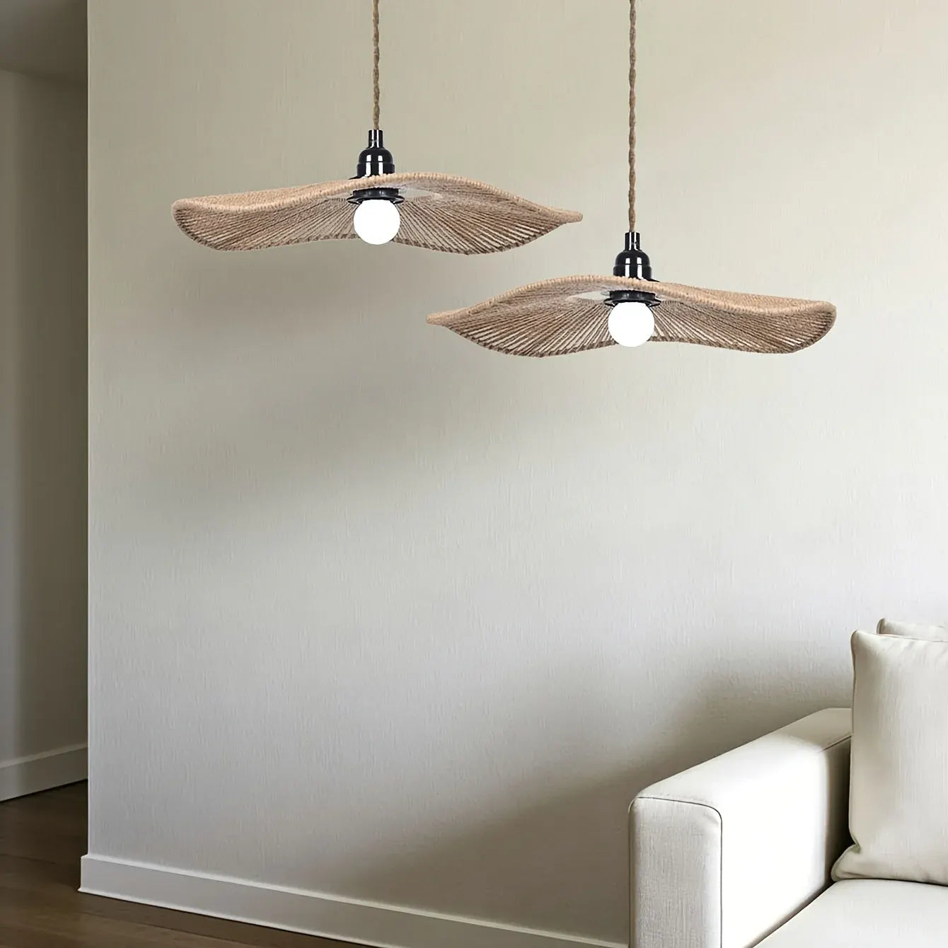 Handwoven Paper Rope Pendant Lampshade | Natural Artisan Design