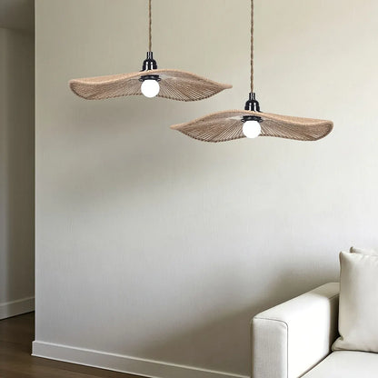 Handwoven Paper Rope Pendant Lampshade | Natural Artisan Design