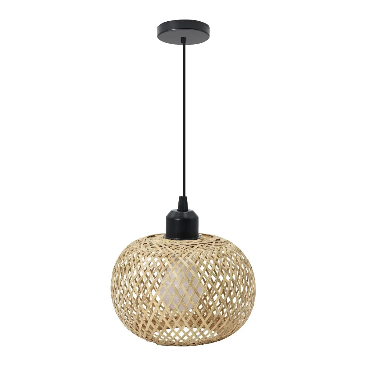 Handwoven Rattan LED Ceiling Fixture with Natural Bamboo Design