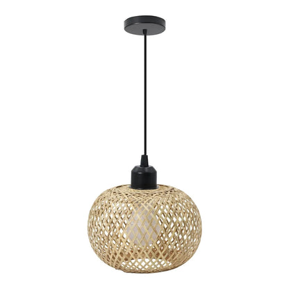 Handwoven Rattan LED Ceiling Fixture with Natural Bamboo Design