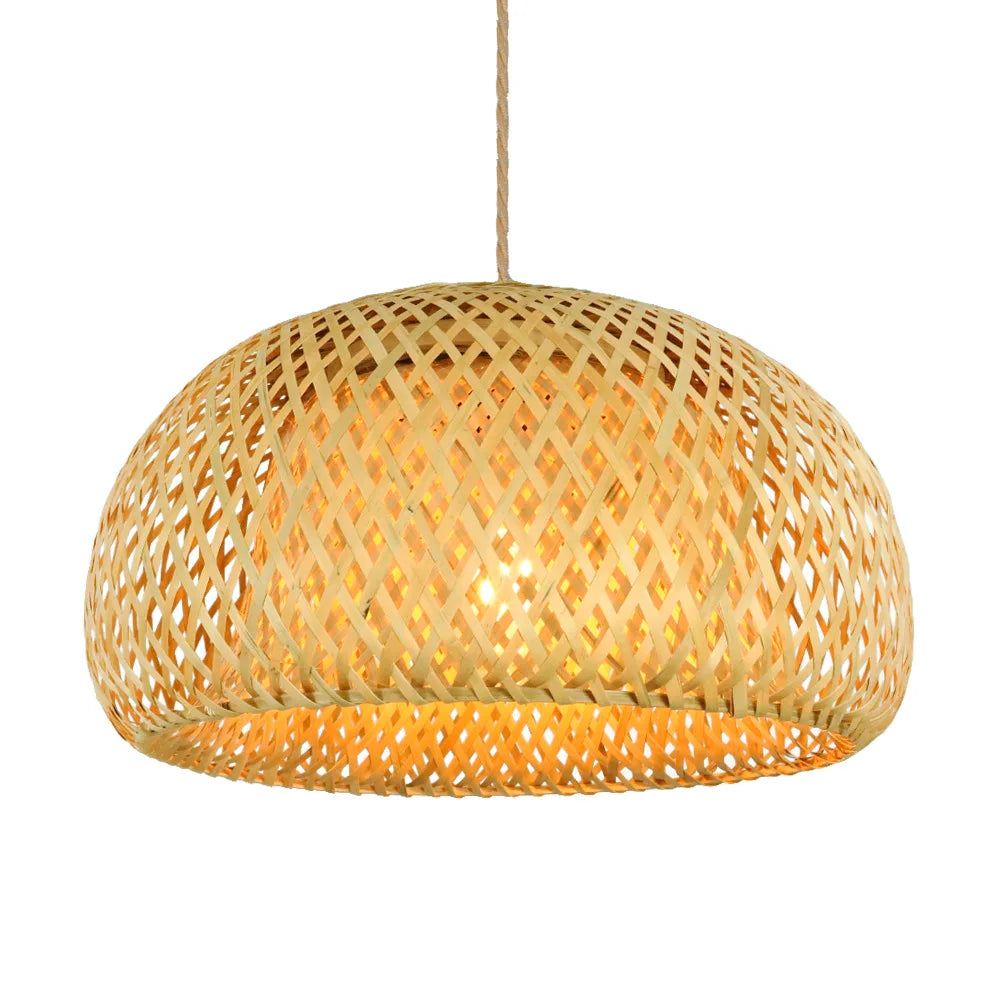 Handwoven Rattan Pendant Light Fixture with Natural Bamboo Design