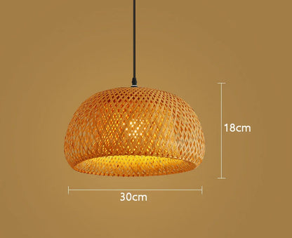 Handwoven Rattan Pendant Light Fixture with Natural Bamboo Design