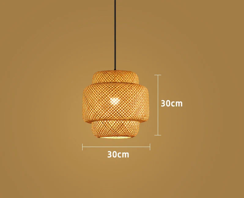 Handwoven Rattan Pendant Light Fixture with Natural Bamboo Design