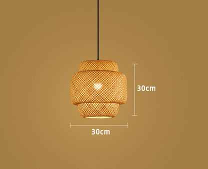 Handwoven Rattan Pendant Light Fixture with Natural Bamboo Design