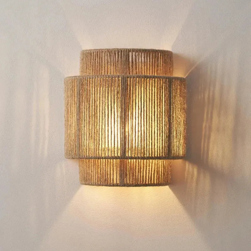 Handwoven Rattan Wall-Mounted Lamp Fixture