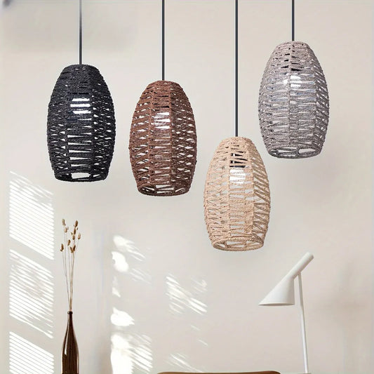 Handwoven Rope Pendant Shade | Natural Woven Ceiling Light Fixture