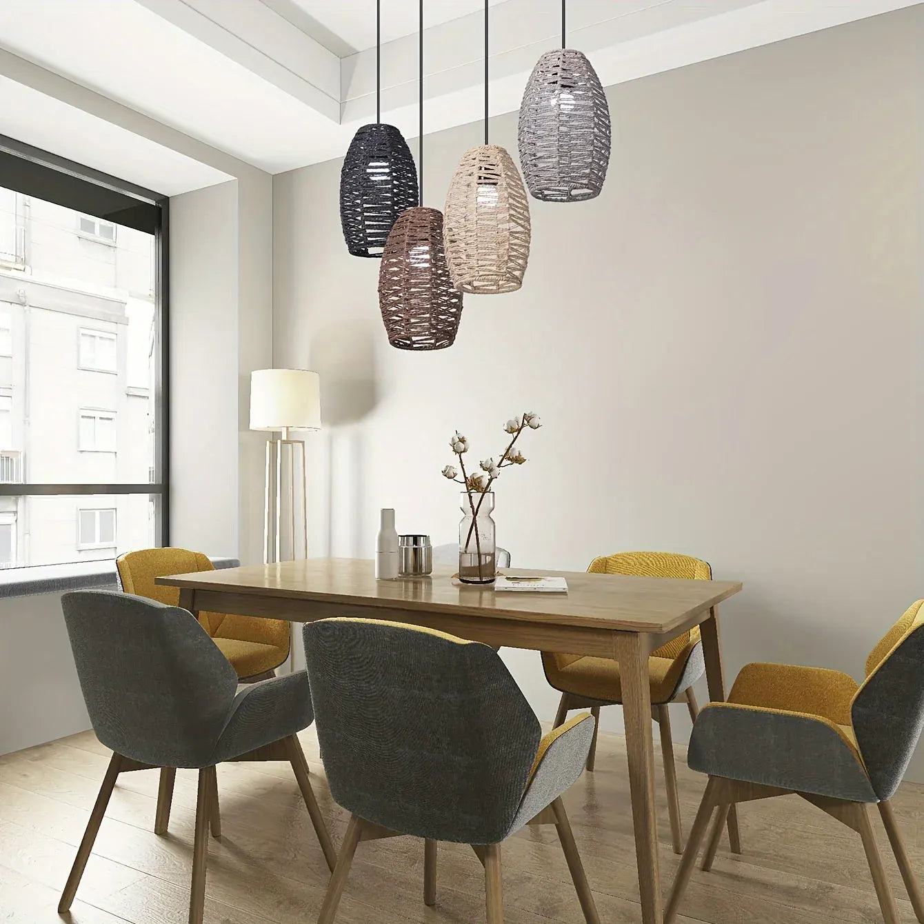 Handwoven Rope Pendant Shade | Natural Woven Ceiling Light Fixture