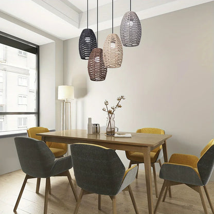 Handwoven Rope Pendant Shade | Natural Woven Ceiling Light Fixture