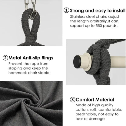 Hanging Hammock Swing Chair for Indoor and Outdoor Use