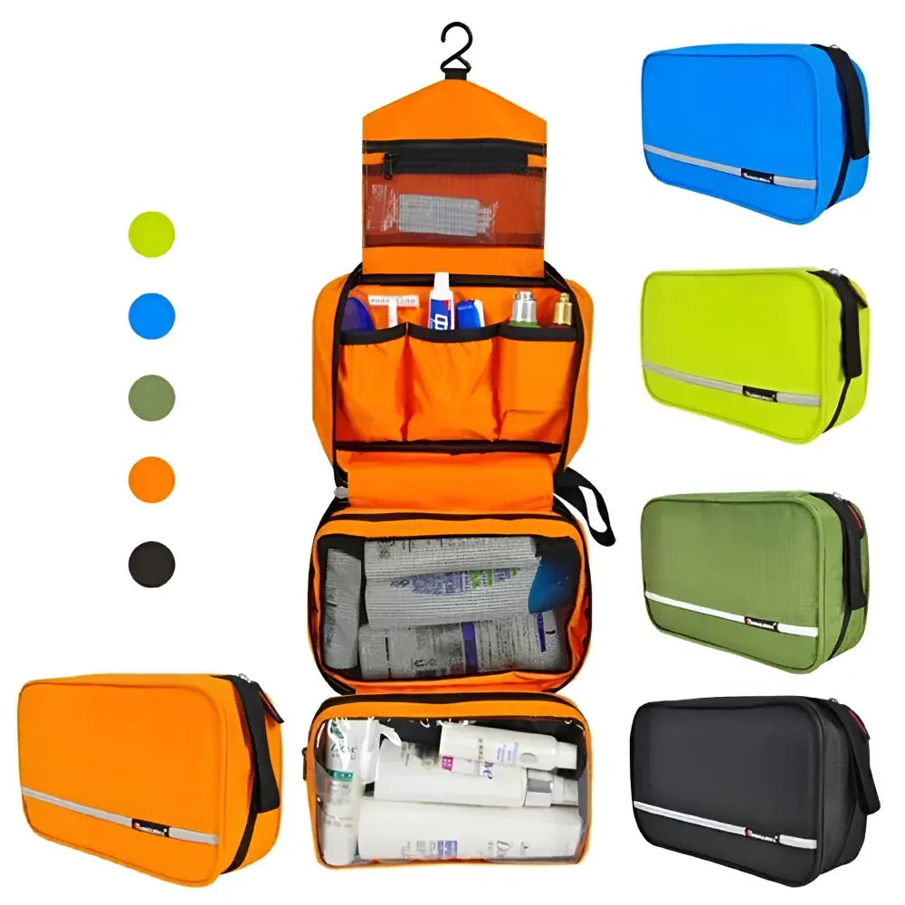 Hanging Travel Toiletry Cosmetic Organizer with Zip Pocket and Handle