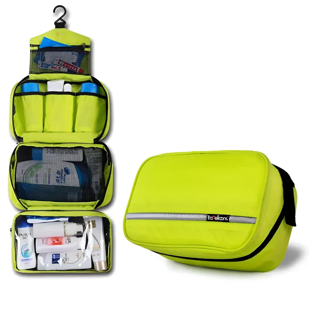 Hanging Travel Toiletry Cosmetic Organizer with Zip Pocket and Handle