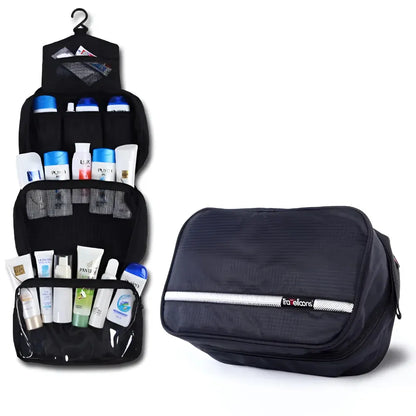 Hanging Travel Toiletry Cosmetic Organizer with Zip Pocket and Handle
