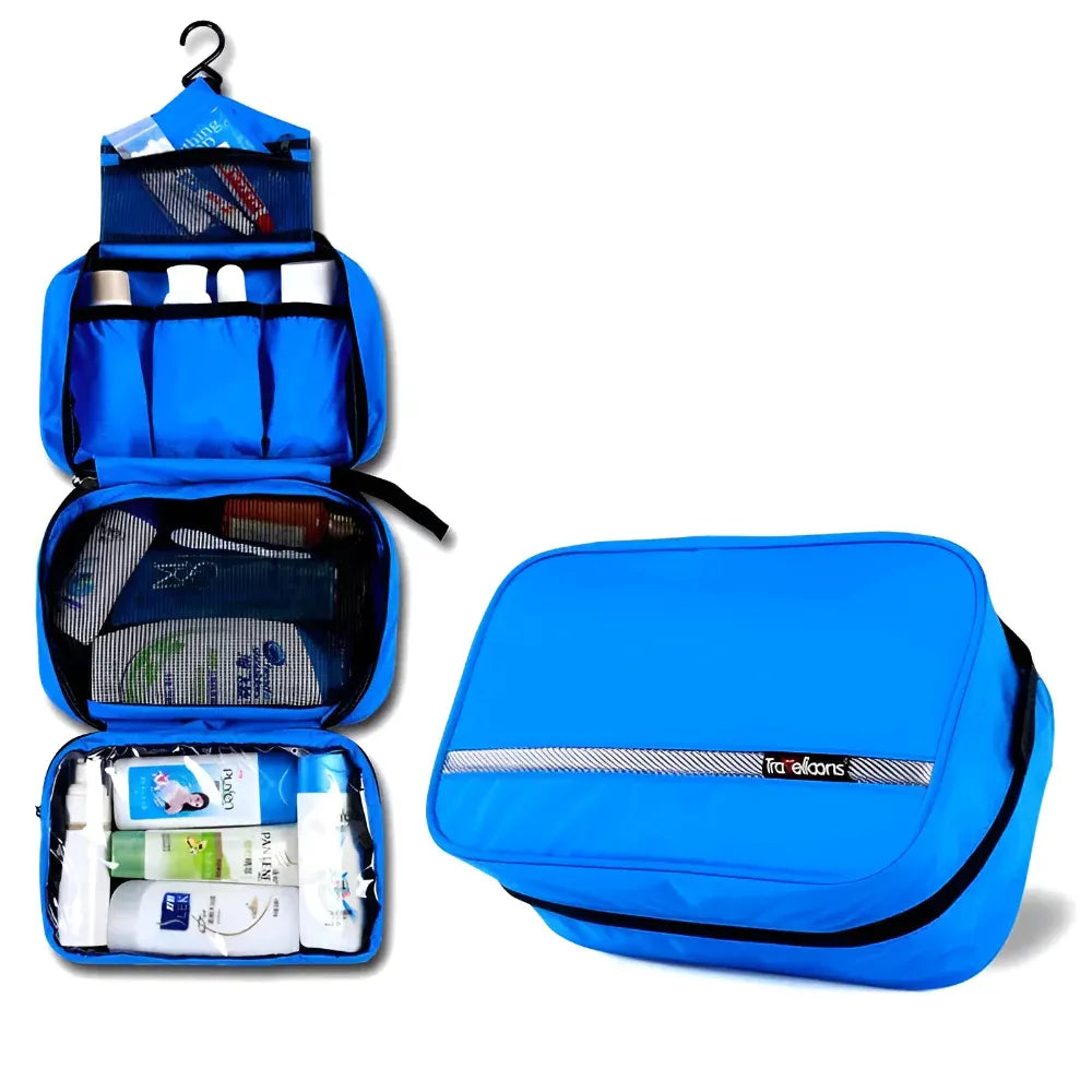 Hanging Travel Toiletry Cosmetic Organizer with Zip Pocket and Handle