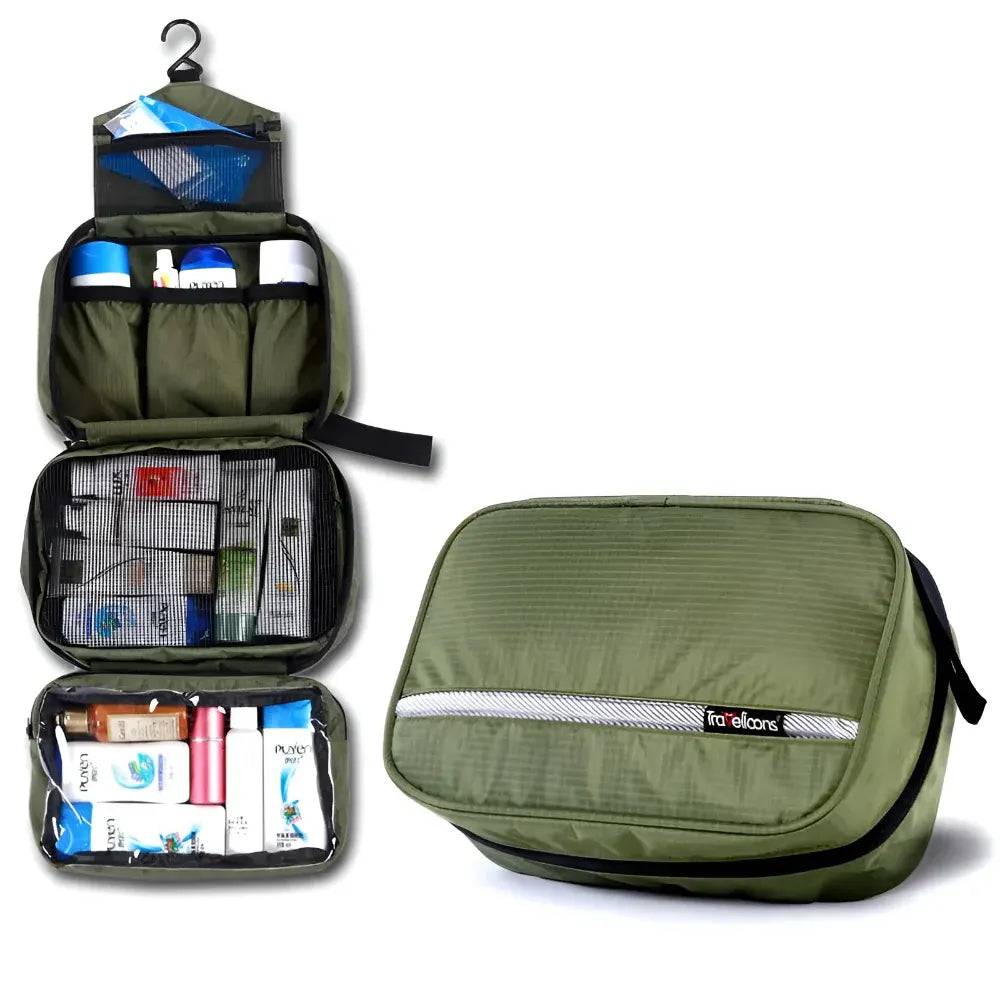Hanging Travel Toiletry Cosmetic Organizer with Zip Pocket and Handle