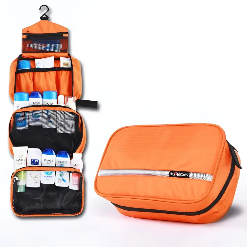 Hanging Travel Toiletry Cosmetic Organizer with Zip Pocket and Handle