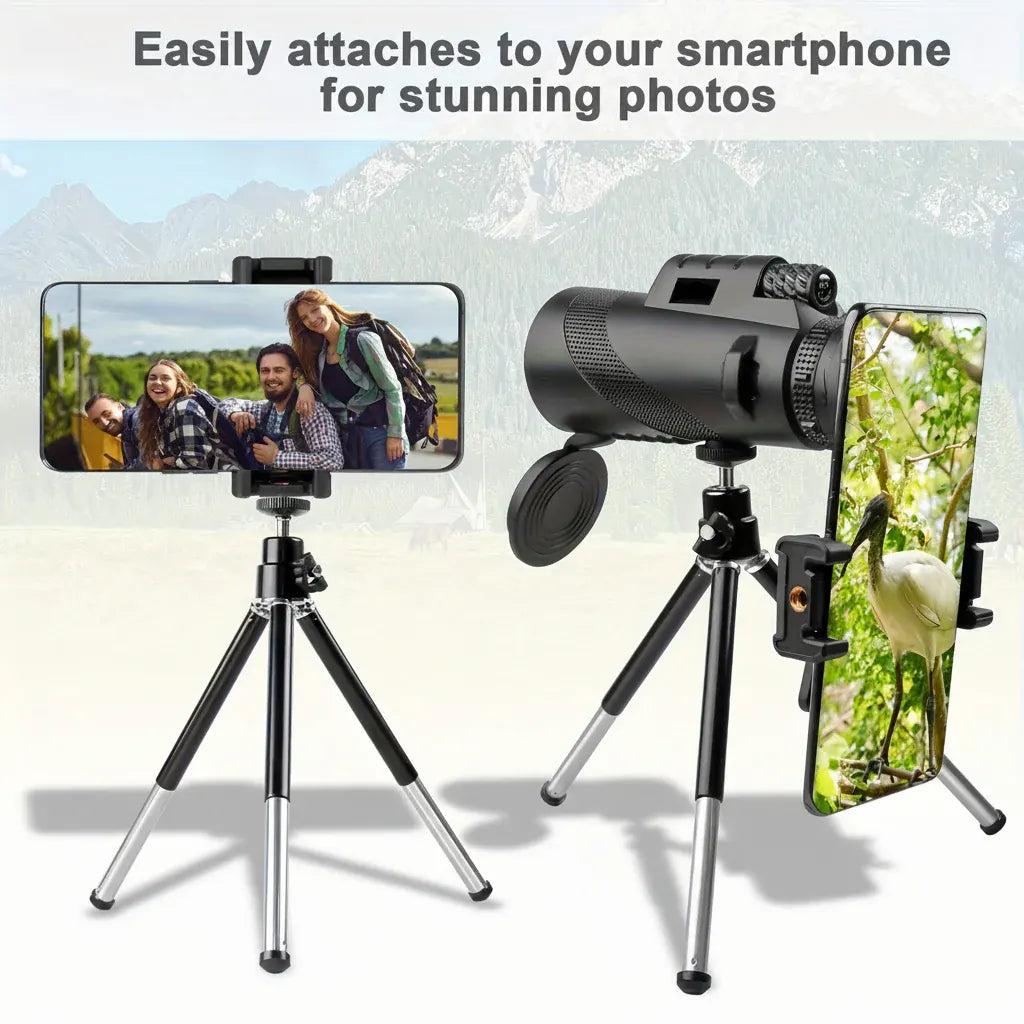 HD Monocular Scope with Phone Adapter Mount for Outdoor Viewing