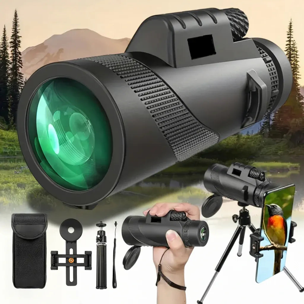 HD Monocular Scope with Phone Adapter Mount for Outdoor Viewing