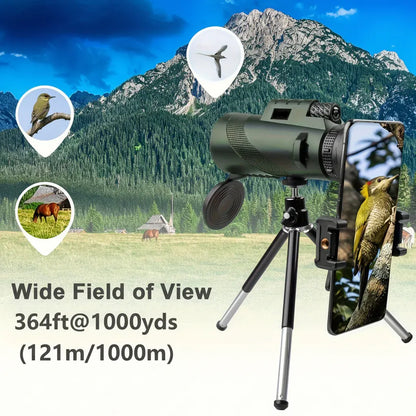 HD Monocular Scope with Phone Adapter Mount for Outdoor Viewing