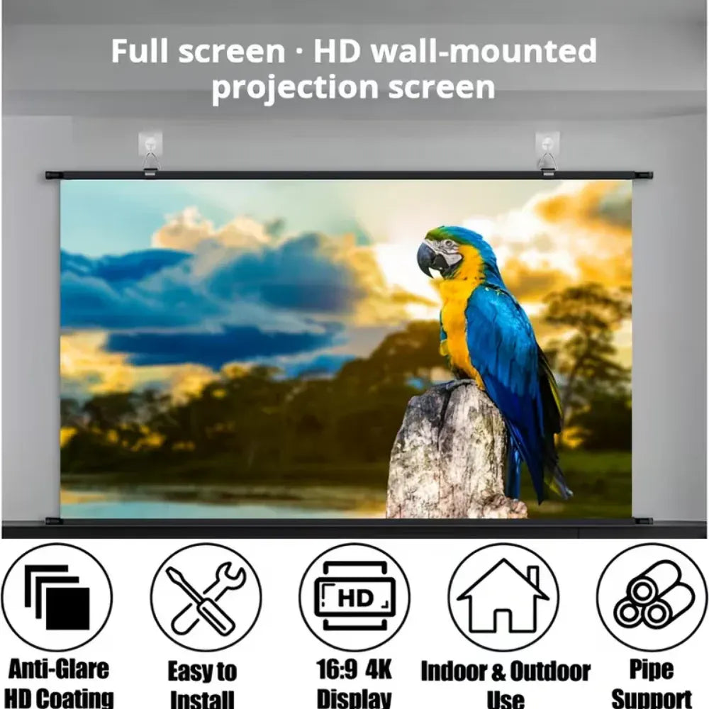 HD Widescreen Projection Screen for Movies & Sports Viewing
