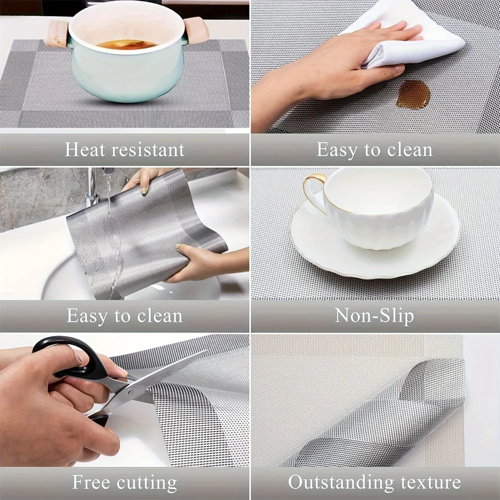 Heat-Resistant PVC Placemats – Washable, Non-Slip Table Protection Mats