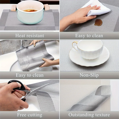 Heat-Resistant PVC Placemats – Washable, Non-Slip Table Protection Mats
