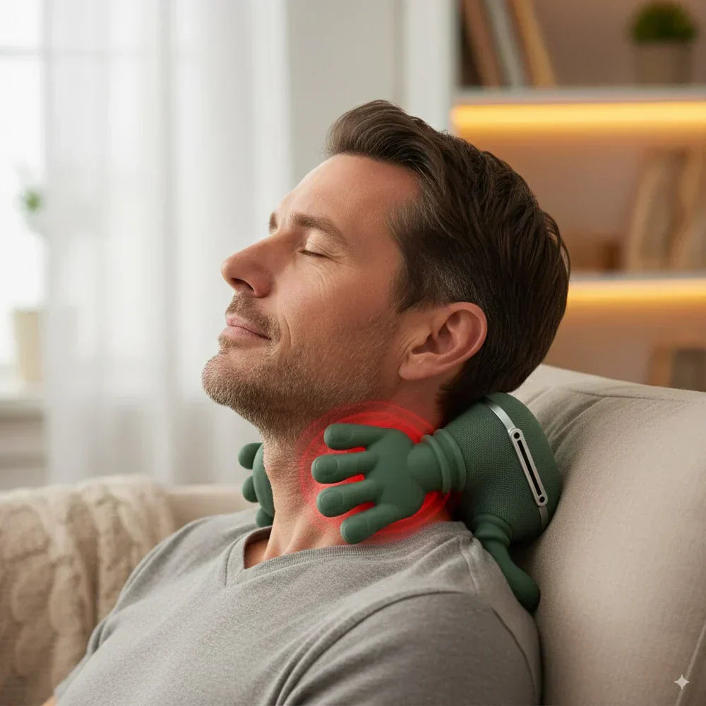 Heated Vibrating Portable Neck Massager Device