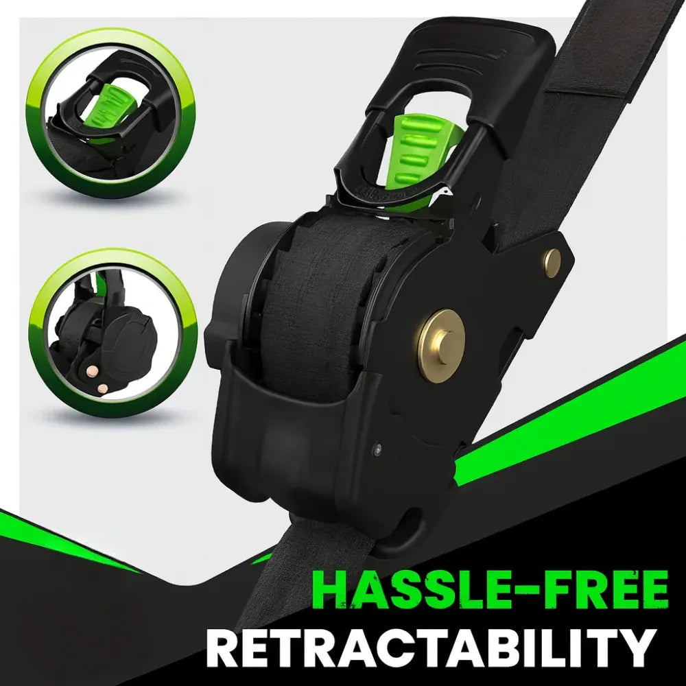 Heavy-Duty Retractable Cargo Tie-Down Straps with Hooks Set