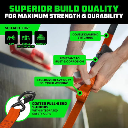 Heavy-Duty Retractable Cargo Tie-Down Straps with Hooks Set
