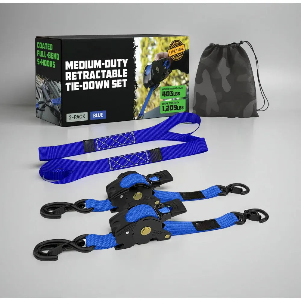 Heavy-Duty Retractable Cargo Tie-Down Straps with Hooks Set