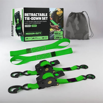 Heavy-Duty Retractable Cargo Tie-Down Straps with Hooks Set