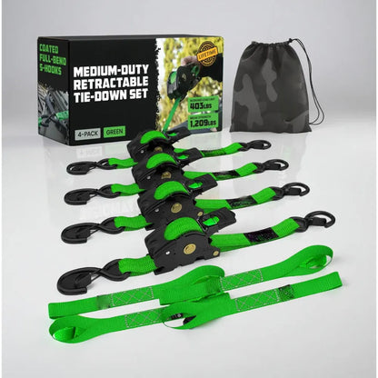 Heavy-Duty Retractable Cargo Tie-Down Straps with Hooks Set