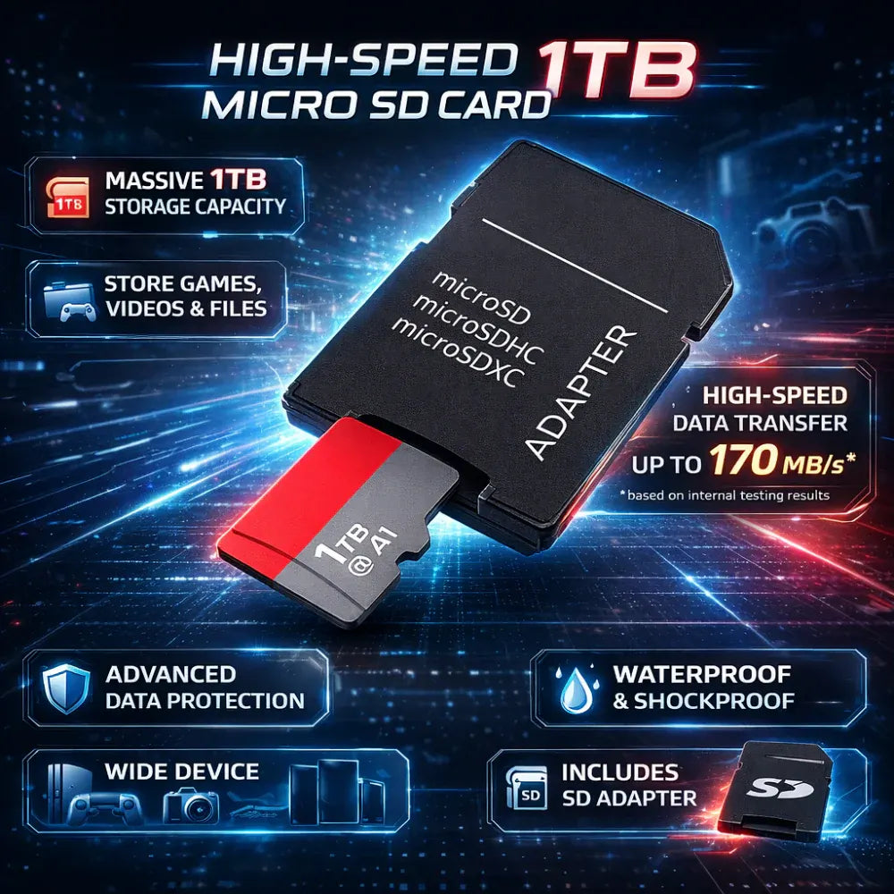 High-Speed 1TB Micro SD Card Adapter with Storage Memory