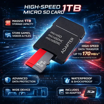 High-Speed 1TB Micro SD Card Adapter with Storage Memory