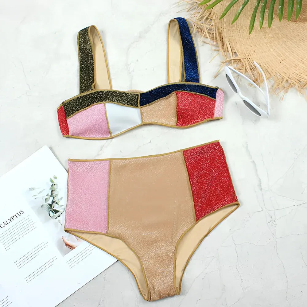 High-Waisted Two-Piece Bikini Set for Women - Beach Bathing Suit