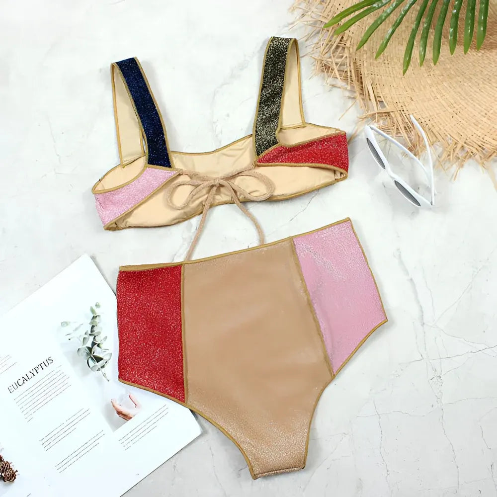 High-Waisted Two-Piece Bikini Set for Women - Beach Bathing Suit