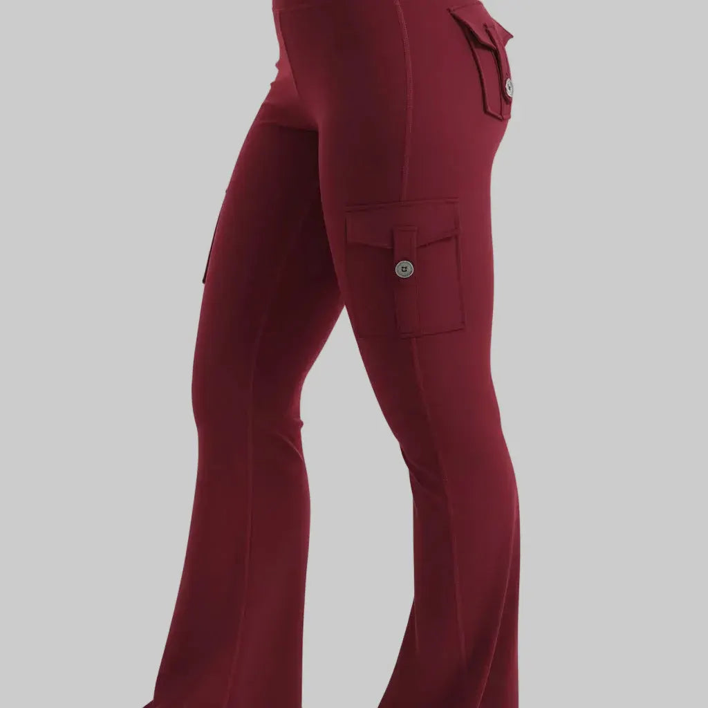 High-Waisted Wide-Leg Cargo Trousers with Flare Pockets for Women
